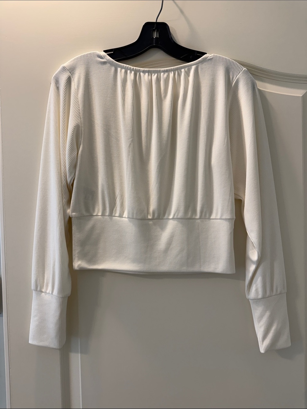 BB Dakota Cream Ribbed Scoop-Neck Long Sleeve Top - Picture 3 of 3
